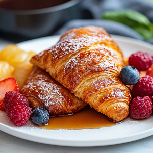 Croissant French Toast with Maple Syrup